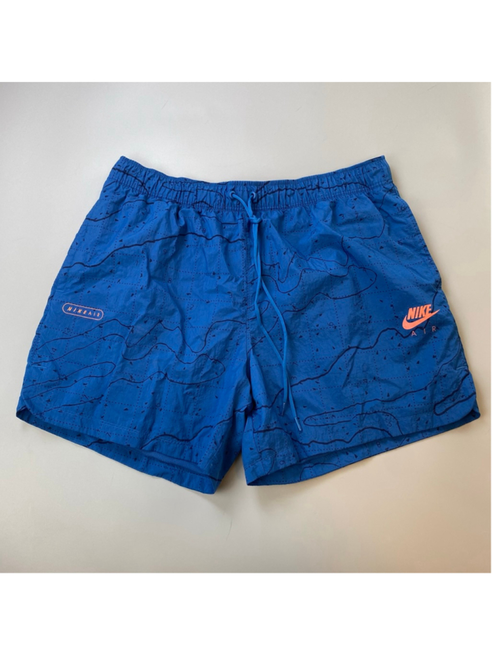 Nike Air Shorts XXL Blue woven lined topographic retro sporty streetwear summer